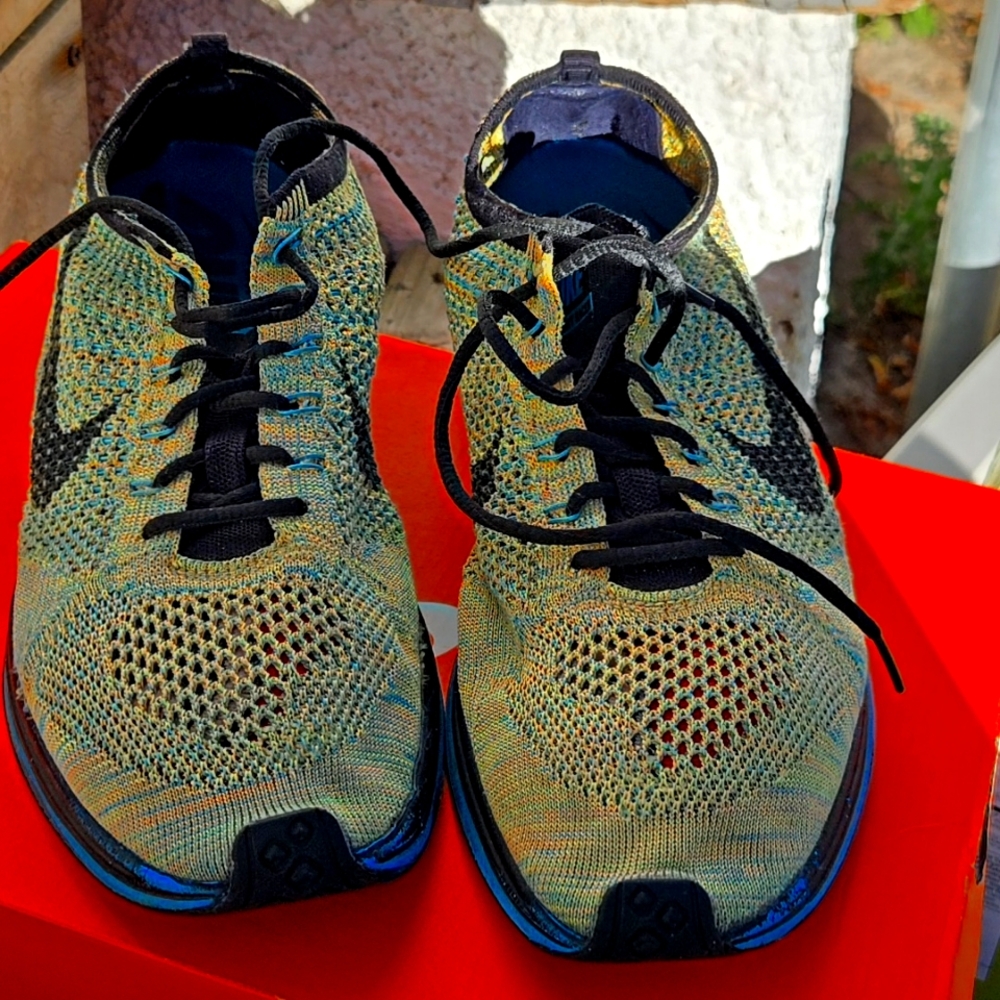 2015 Nike Flyknit Racer Citrus Black Blue Lagoon Combo “Sherbet”